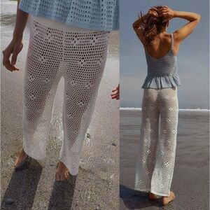 NWT ZARA CROCHET WIDE-LEG TROUSERS